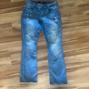 Express Barely Boot Stretch Jeans 4 Petite 4P Distressed